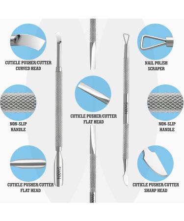 Cuticle Pusher 3 PCS Dual End Nail Pusher Remover Pusher Professional Stainless Steel Cuticle Remover Kit- Stainless Steel Manicure Tools for Nails-Professional Grade Stainless Steel Cuticle Remover - Buy Online on GoSupps.com