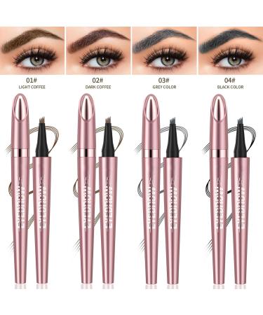 Vawolecy Waterproof Eyebrow Pencil Natural Makeup Fine Stroke Magic Eyebrow Pencil with 4 Micro Fork Tips for Women Hairlike Defined Eyebrows 3 Gray - Buy Online on GoSupps.com