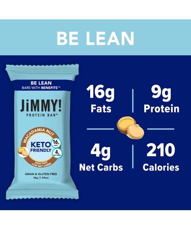 JiMMY! Keto Protein Bar - Macadamia Nut Flavor | 12 Count, Low Net Carb, Low Sugar, Gluten Free - Keto Friendly Energy Bar - Buy Online on GoSupps.com