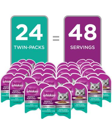 WHISKAS Perfect Portions Wet Cat Food - Tuna - 75g (24 Pack) Cuts in Gravy Tuna 75 g (Pack of 24) - Buy Online on GoSupps.com