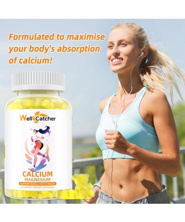 Calcium Magnesium Gummies Adults Kids - Sugar Free Chewable Vegan Algae Calcium Supplements for Women Men Support Plus Bone Strength with Zinc Potassium Vitamin D3 K2 Lemon Flavor 120CT - Buy Online on GoSupps.com