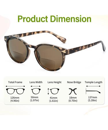 Madison Avenue Round Bifocal Reading Sunglasses - Demi 2.5x Magnification - UV Protection Sun Reader Glasses for Women and Men - Buy Online on GoSupps.com