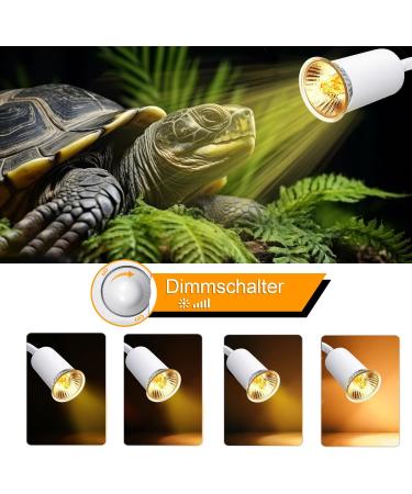 2-Piece UVB Reptile Heat Lamp Set with 240cm Cable & Dimming Switch - 360 Flexible Clip for Turtles & Aquariums (No Bulb) - Buy Online on GoSupps.com