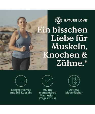 Nature Love Magnesium Oxide 365 Capsules - 660mg (400mg Elemental Magnesium) - High Dose Vegan Lab Tested - Made in Germany - Buy Online on GoSupps.com