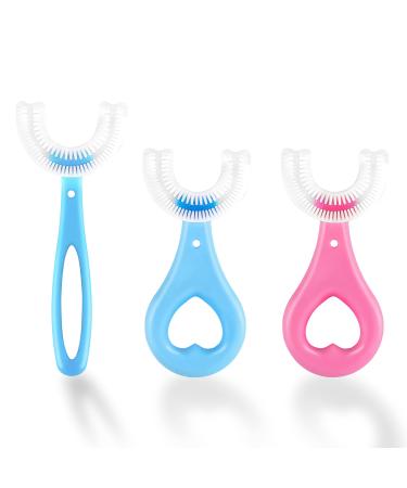 Kidszz Kids U-Shaped Toothbrush  (2-6 Years) Toddler Manual Training Toothbrush Food-Grade Soft Silicone Brush Head 360   Oral Teeth Cleaning Design (3pcs)