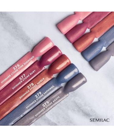 SEMILAC 377 Shimmer Stone Ruby Nail UV Gel Polish | Long Lasting and Easy to Apply | Soak off UV/Led | Perfect for Home and Professional Manicure and Pedicure 7 ml Red Silver - Buy Online on GoSupps.com