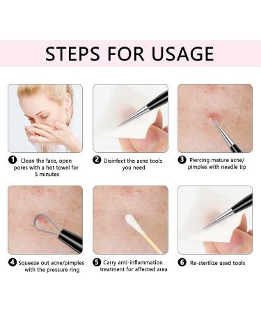 Xesscare 7-Piece Pimple Popper & Blackhead Remover Tool Kit - Acne Extractor & Tweezers for Facial, Nose, and Forehead - Blemish & Whitehead Removal (Black) - Buy Online on GoSupps.com