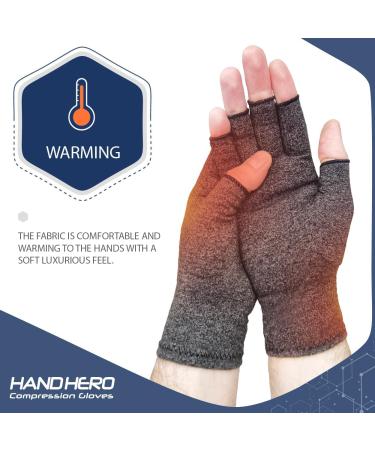 Hand Hero Arthritis Compression Gloves - Fingerless Support for Men and Women - Pain Relief for Rheumatoid Osteoarthritis Typing Knitting - Buy Online on GoSupps.com