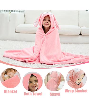 Funmo Baby Hooded Towel 70x140 cm - Soft Super Absorbent Bath Towel for Toddlers (0-5 Years) - Cute Pink Design - Buy Online on GoSupps.com