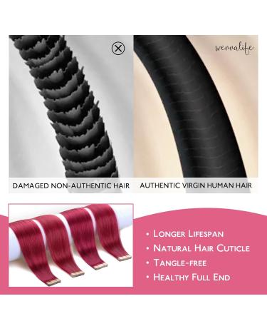 Buy If-Salt Tape Extensions - Burgundy Red Real Hair 10pcs 30cm Invisible Smooth Hair Extensions for Girls - Buy Online on GoSupps.com