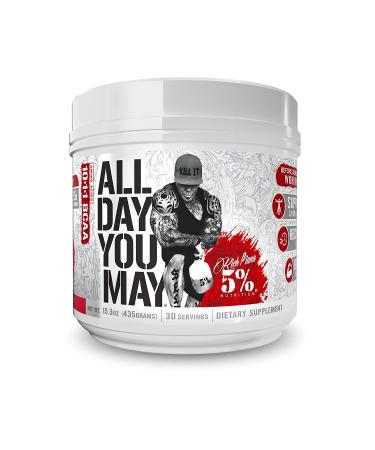 Rich Piana 5% Nutrition AllDayYouMay BCAA Powder | Premium Intra & Post Workout Amino Acids, EAA, Electrolytes | Hydration, Endurance, Recovery | Vegan & Keto | 15.3 oz, 30 Srvgs (Fruit Punch)