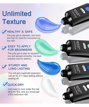 Poly Gel Nail Kit: 6 Colors, Nail Lamp, Extension Kit, Top Base Coat, Builder Tools - Ideal for Beginners - Buy Online on GoSupps.com