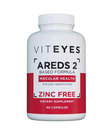 Viteyes AREDS 2 Zinc Free Macular Support Natural Allergen Free Capsules with Vitamin E Vitamin C Lutein & Zeaxanthin No Zinc No Copper Eye Doctor Trusted Manufactured in The USA 60 Ct 60 Count (Pack of 1)