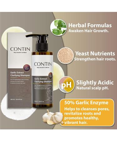 CONTIN Garlic Shampoo: Natural Scalp Treatment for Oily Sensitive Hair, Hair Loss, Growth, Anti-Thinning & Dandruff - Strengthen Roots, Clarify Follicles, Unscented - Thicker Fuller Hair - Buy Online on GoSupps.com