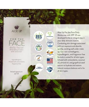 Aloe Up For the Face Daily Moisturizer with SPF 25 Sunscreen - Alcohol-Free Broad Spectrum Facial Lotion With Aloe Vera Gel - Dries Fast - Reef Friendly - For All Skin Types - Fragrance-Free - 1.7 Oz - Buy Online on GoSupps.com