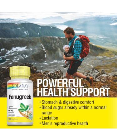 Solaray Organic Fenugreek 620 mg - 100 VegCaps | Pure Herbal Supplement - Buy Online on GoSupps.com