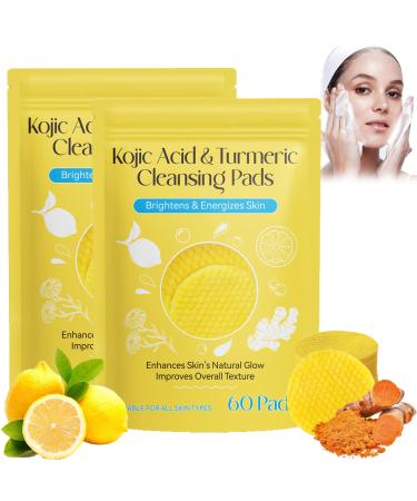 Turmeric Cleansing Exfoliating Pads Facial Cleansing Skincare Kojic Acid &Turmeric Cleansing Pads 60 Pads Turmeric Cleansing Exfoliating Pads Suitable For All Skin Types (2)