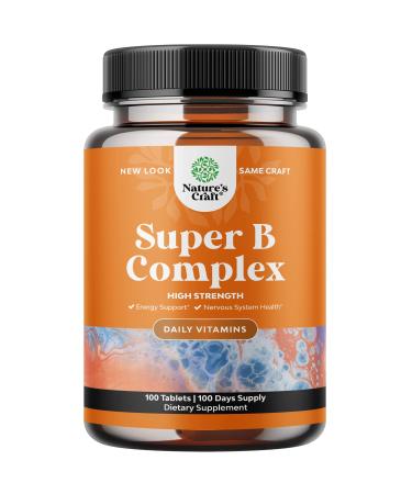 Vitamin B Complex Adult Multivitamin - Super B Complex Vitamins for Immune Support Mood Boost and Memory Supplement for Brain Support - Natural Energy Supplement with Active B Complex Vitamins