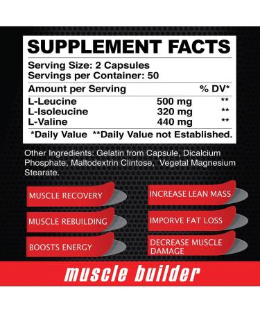 Maximum BCAA by Alfa Sports Branched-Chain Amino Acids Supplement with L-Leucine L-Isoleucine & L-Valine Muscle Support Formula - 100 Capsules (2-Pack) - Buy Online on GoSupps.com