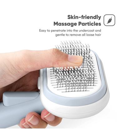 Self Cleaning Cat and Dog Grooming Brush - Gentle Slicker Brush for Long or Short Hair - Blue Pet Massaging Tool - Buy Online on GoSupps.com