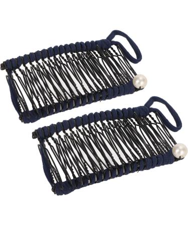 Vintage Hair Comb for Wavy Hair Stretchy Hair Comb Tool Retro Clincher Comb Banana Hair Clips for Women (Navy Blue) - Buy Online on GoSupps.com