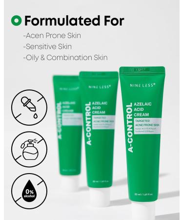 A-Control Azelaic Acid Cream Korean Blemish Clear Moisturizer for Face - Acne-Fighting & Hydrating for Clearer Skin - Blemish Relief Soothing Recovery 1.69oz. - Buy Online on GoSupps.com