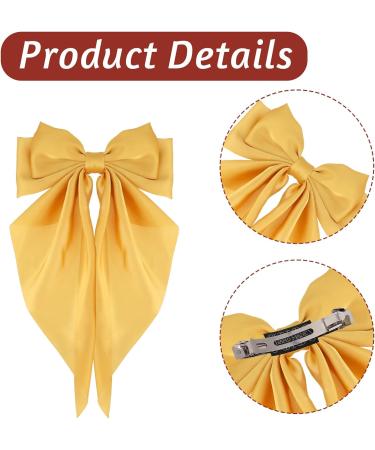 4 Pieces Silky Satin Hair Bows Ribbon Hair Barrettes Clip Big Bow Hair Clips for Women Girls French Barrette Long Tail Hair Accessories Purple Blue Pink Yellow Purple + Blue + Pink + Yellow - Buy Online on GoSupps.com