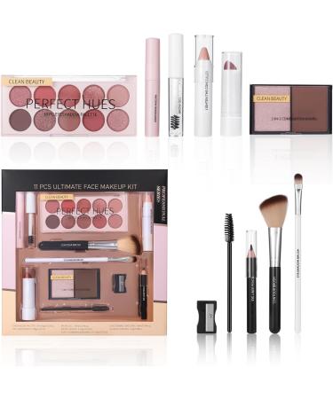 Makeup Bag for Beginners | Complete Kit for Women | 11 Pieces Mascara Concealer Eyeshadow Palette Lipstick for Girls Teens Christmas Birthday Wedding Party - Buy Online on GoSupps.com