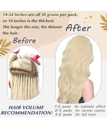Ugeat Microring Extensions - Real Hair 45 cm 50g Platinum Blonde #60 - 50 Strands - Buy Online on GoSupps.com