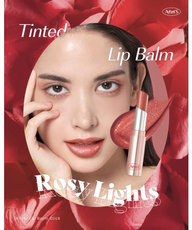 AMTS Tinted Lip Balm-Rosy Lights | Hydrating Glitter Lipstick for Soft Lips | Pearl Shimmering Korean Lip Tint - Buy Online on GoSupps.com