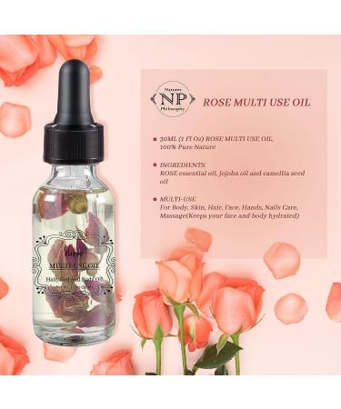 Organic Rose Multi-Use Oil for Face, Hair, Body, Nails Care - 1 Fl Oz - Buy Online on GoSupps.com