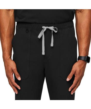 FIGS Cairo Cargo Scrub Pants for Men - Classic Straight Leg Fit - 9 Pockets - 4-Way Stretch - Anti-Wrinkle - Black - Regular Large - Buy Online on GoSupps.com