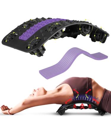 Utensilsto back extensor device backhone back massage device -2024 improves neck and backers for lumbar spine adjustable multi -stage lumbar supports with massage tooth wheels black+purple