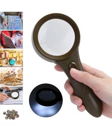  ZJchao 5X Handheld Magnifier Handheld Nonslip Handle Photoelectric Reading Magnifier 6 LED Magnifier Currency Detector Lights Without Batteries - Buy Online on GoSupps.com