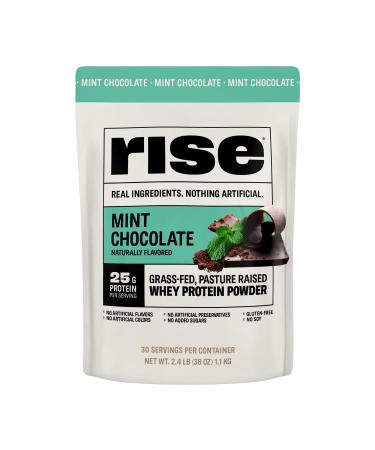 Rise Whey Protein Powder - Mint Chocolate | 25g Protein No Artificial Flavors Colors or Preservatives - Sugar Free Gluten-Free Soy Free (2.4 lbs)