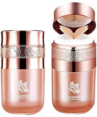 sjfscqr Butterfly Cushion BB Cream, Brightening Moisturizing Pigmented Liquid Foundation, Long-Lasting Luminous Makeup Base with Butterfly Makeup Sponge