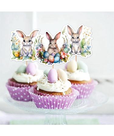 Cupcakes Rabbit Toppers Wafer Rice Paper Cake Toppers Easter Bunny Cupcake Toppers Cake Insert Bunny Decoration Happy Easter Bunnies Dessert Toppers Decoration - Buy Online on GoSupps.com