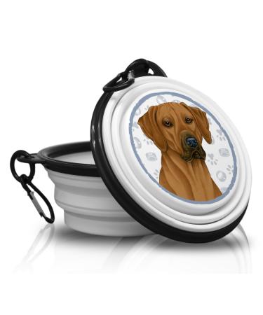 Rhodesian Ridgeback - Foldable portable drinking bowl with carabiner for on the go. Food bowl pet bowl. Handy and unique.