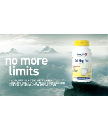LongLife Cal-Mag-Zinc | Calcium Magnesium & Zinc with Vitamin D | High Bioavailability | Helps Nervous System & Bone Health | 60 Tablets | Vegetarian & Gluten Free - Buy Online on GoSupps.com