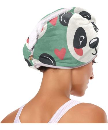 Shop Panda Heart Green Hair Towel 2 Pack | Super Absorbent Quick Dry Hair Turbans for Women & Girls - Buy Online on GoSupps.com
