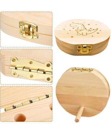 Garomia Cartoon Dinosaur Tooth Box - Wooden Milk Teeth Storage for Kids | Cute Souvenir Box for Young Girls - Buy Online on GoSupps.com