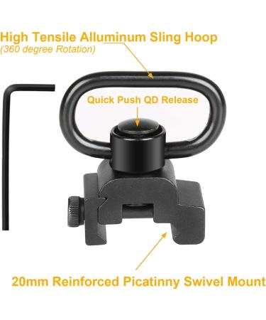 Sokiss 2PCS QD Sling Swivel Mount with 2 Point Sling - Heavy Duty 1.25 Push Button Quick Release Attachment for Picatinny/Weaver Rail - Buy Online on GoSupps.com