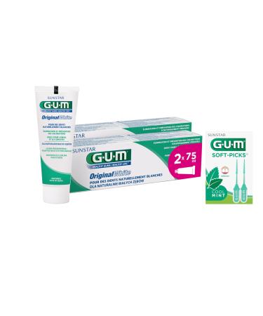 Gum Original White toothpaste |Restore the original white of the teeth without harmful ingredientsFluoride and isomalt protect the enamel |2 x 75 (with 1 free test) - Buy Online on GoSupps.com