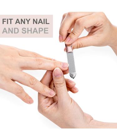 Stainless Steel Nail File Set with Rose Gold Handle and Leather Case - Double Sided Nail Filer for Women, Men, Girls - 2 Pieces - Buy Online on GoSupps.com