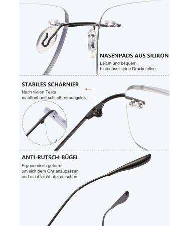 Shop Lanomi Fashion Rectangular Progressive Multifocal Reading Glasses - Men's & Women's Borderless Metal Blue Light Filter - Stylish Reading Aid - Buy Online on GoSupps.com