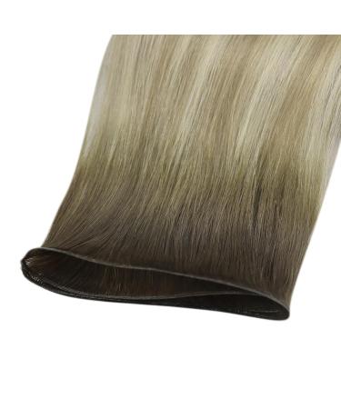 Youngsee Genius Weft Real Hair Extensions - 40cm Dark Brown to Light Brown Ombre - Balayage Hair Tresses for a Natural Look - 25g #4/7/80 - Buy Online on GoSupps.com