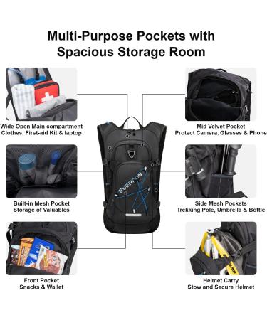 EVERFUN Hydration Backpack - 2L Water Bladder, Lightweight Insulated Tactical Pack for Hiking, Cycling, Camping - Black - Buy Online on GoSupps.com