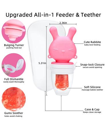 Baby Fruit Feeder Silicone Food Pacifier | Teething Relief Toy Teether | Milk Frozen Mesh Feeders for Babies 0-18 Months | Self Feeding Teethers - Peach Pink - Buy Online on GoSupps.com
