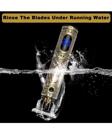 Professional Cordless Electric Hair Clipper and Beard Trimmer | LCD Display, Zero Gap T Blade | Valentines Gift for Him | Gold - Buy Online on GoSupps.com