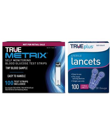 100ct TRUE METRIX® NFRS Test Strips + 100ct TRUEplus® 30g Lancets 200 Piece Set